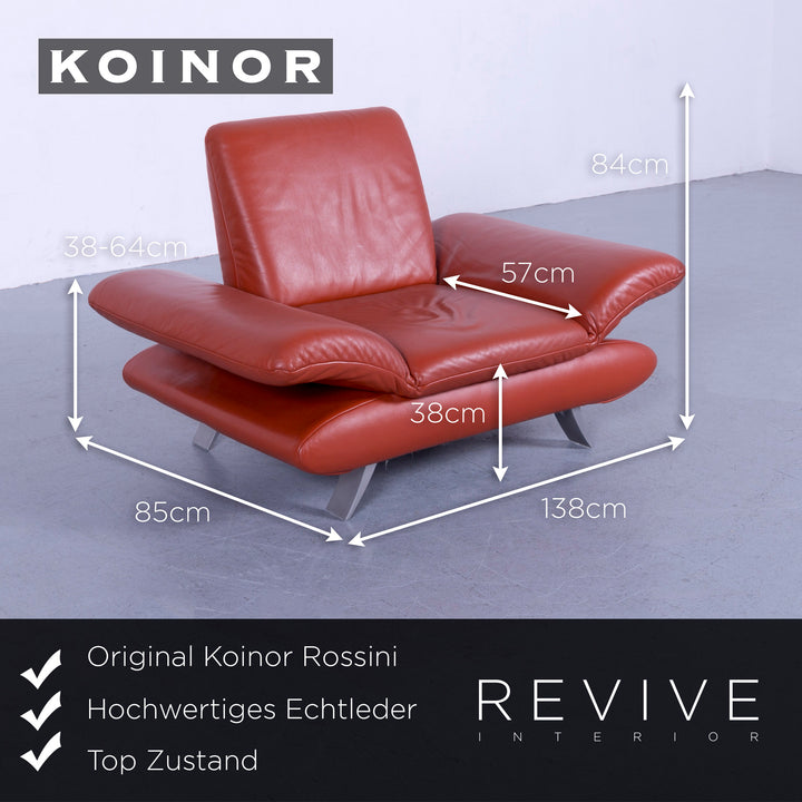 Koinoir Rossini Leder Sofa Garnitur Orange Zweisitzer Couch Funktion Echtleder #5919