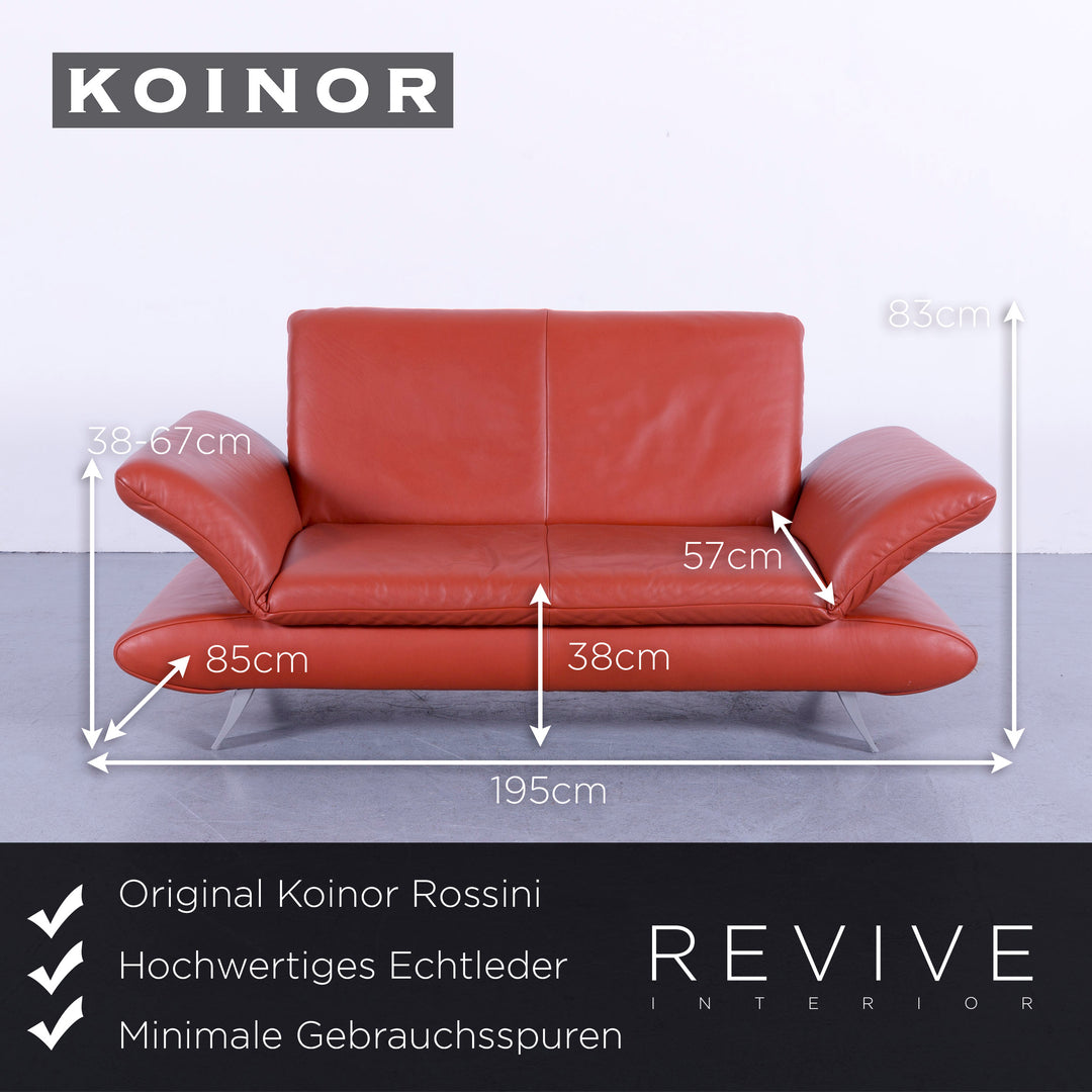Koinoir Rossini Leder Sofa Garnitur Orange Zweisitzer Couch Funktion Echtleder #5919
