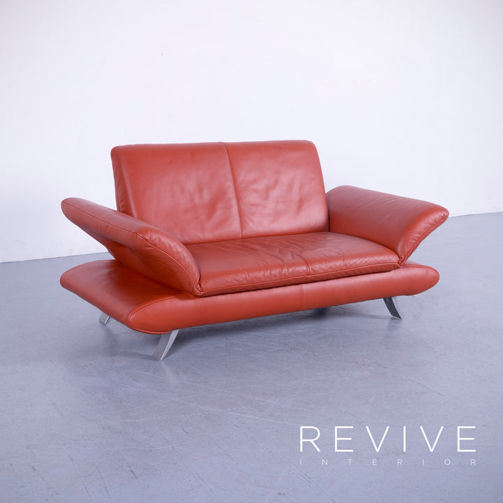 Koinoir Rossini Leder Sofa Garnitur Orange Zweisitzer Couch Funktion Echtleder #5919
