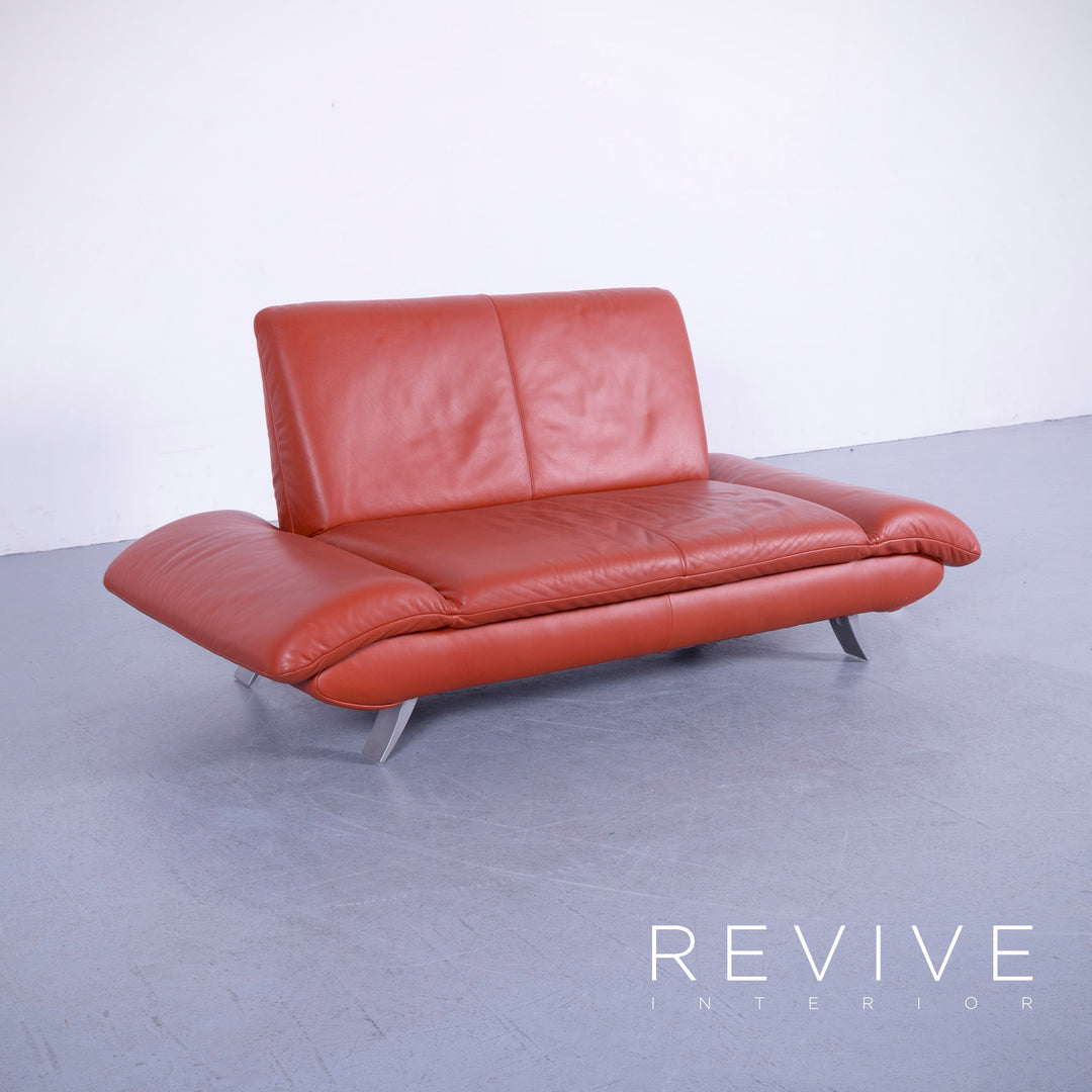 Koinoir Rossini Leder Sofa Garnitur Orange Zweisitzer Couch Funktion Echtleder #5919