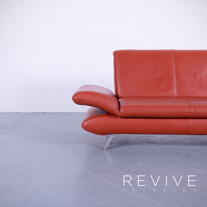 Koinoir Rossini Leder Sofa Garnitur Orange Zweisitzer Couch Funktion Echtleder #5919
