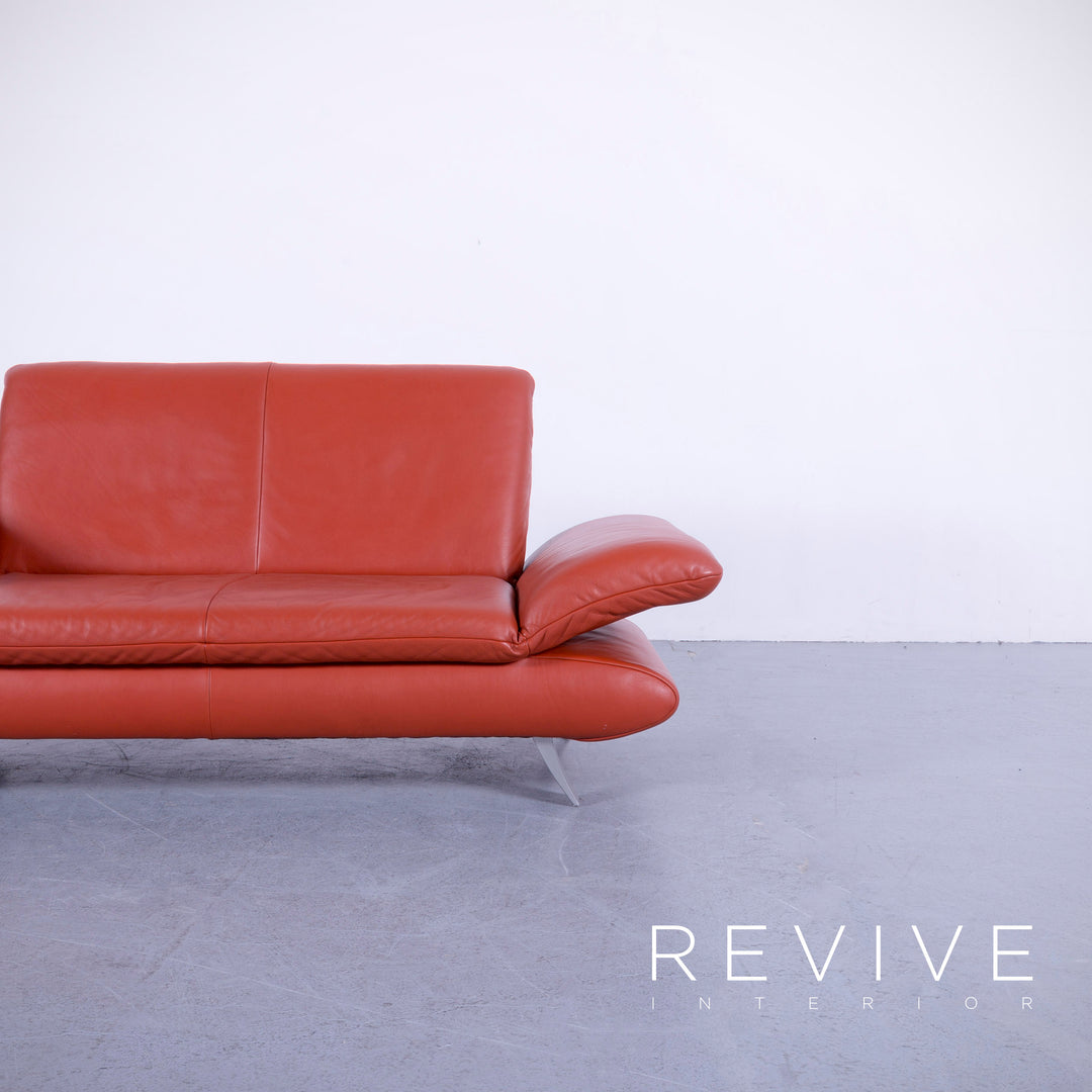 Koinoir Rossini Leder Sofa Garnitur Orange Zweisitzer Couch Funktion Echtleder #5919
