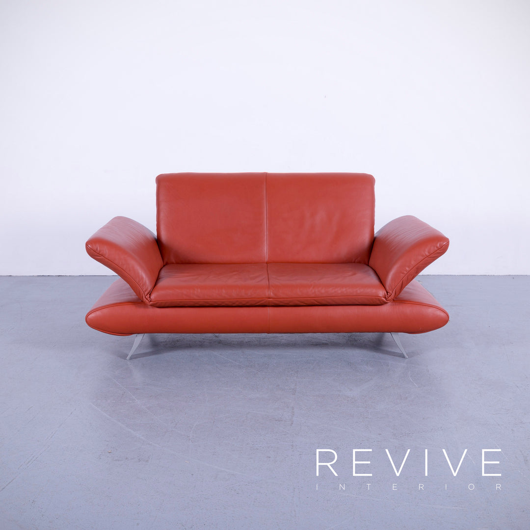 Koinoir Rossini Leder Sofa Garnitur Orange Zweisitzer Couch Funktion Echtleder #5919