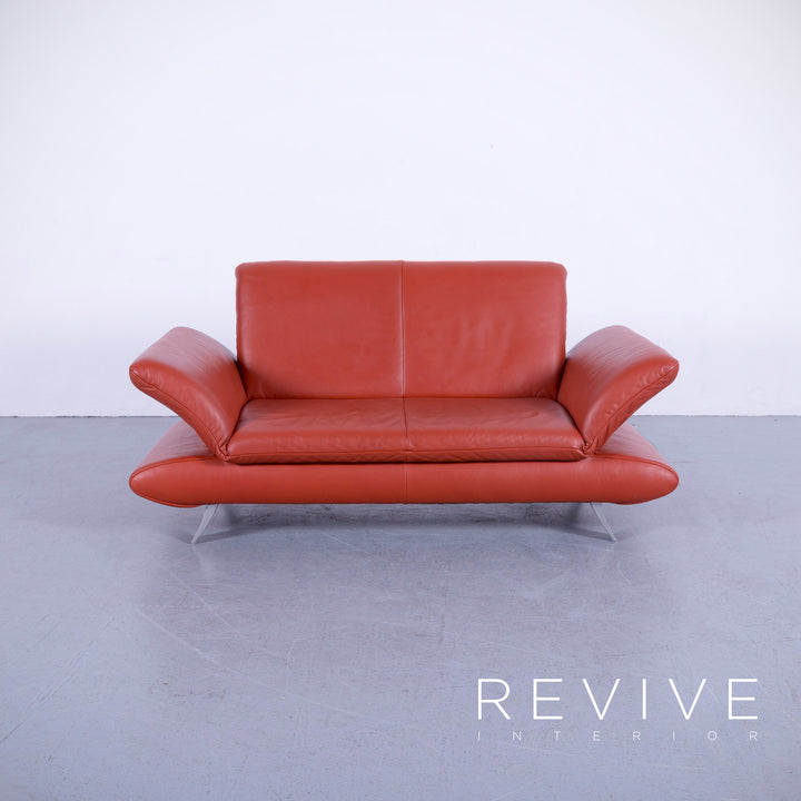 Koinoir Rossini Leder Sofa Garnitur Orange Zweisitzer Couch Funktion Echtleder #5919