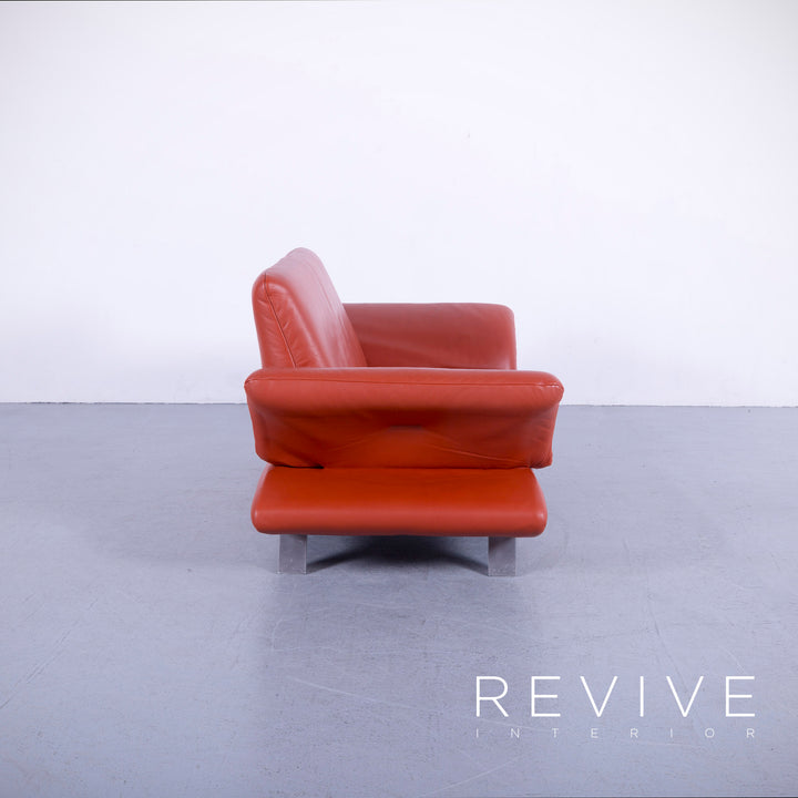 Koinoir Rossini Leder Sofa Garnitur Orange Zweisitzer Couch Funktion Echtleder #5919