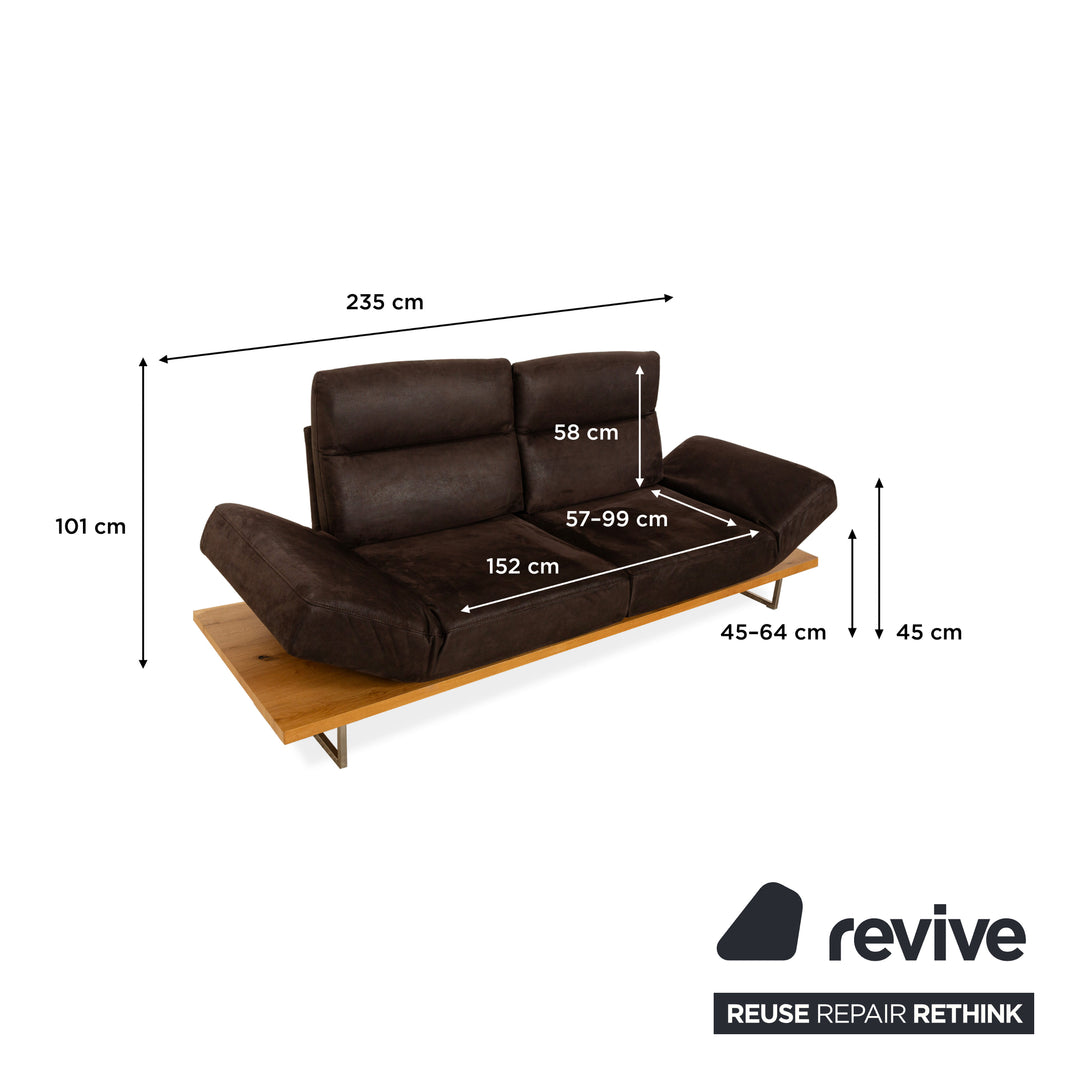 Koinor Assetto Leather Two-Seater Sofa Couch Brown Manual Function