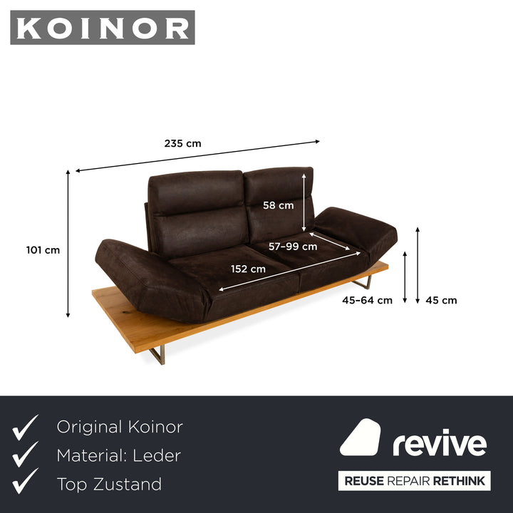 Koinor Assetto Leather Two-Seater Sofa Couch Brown Manual Function