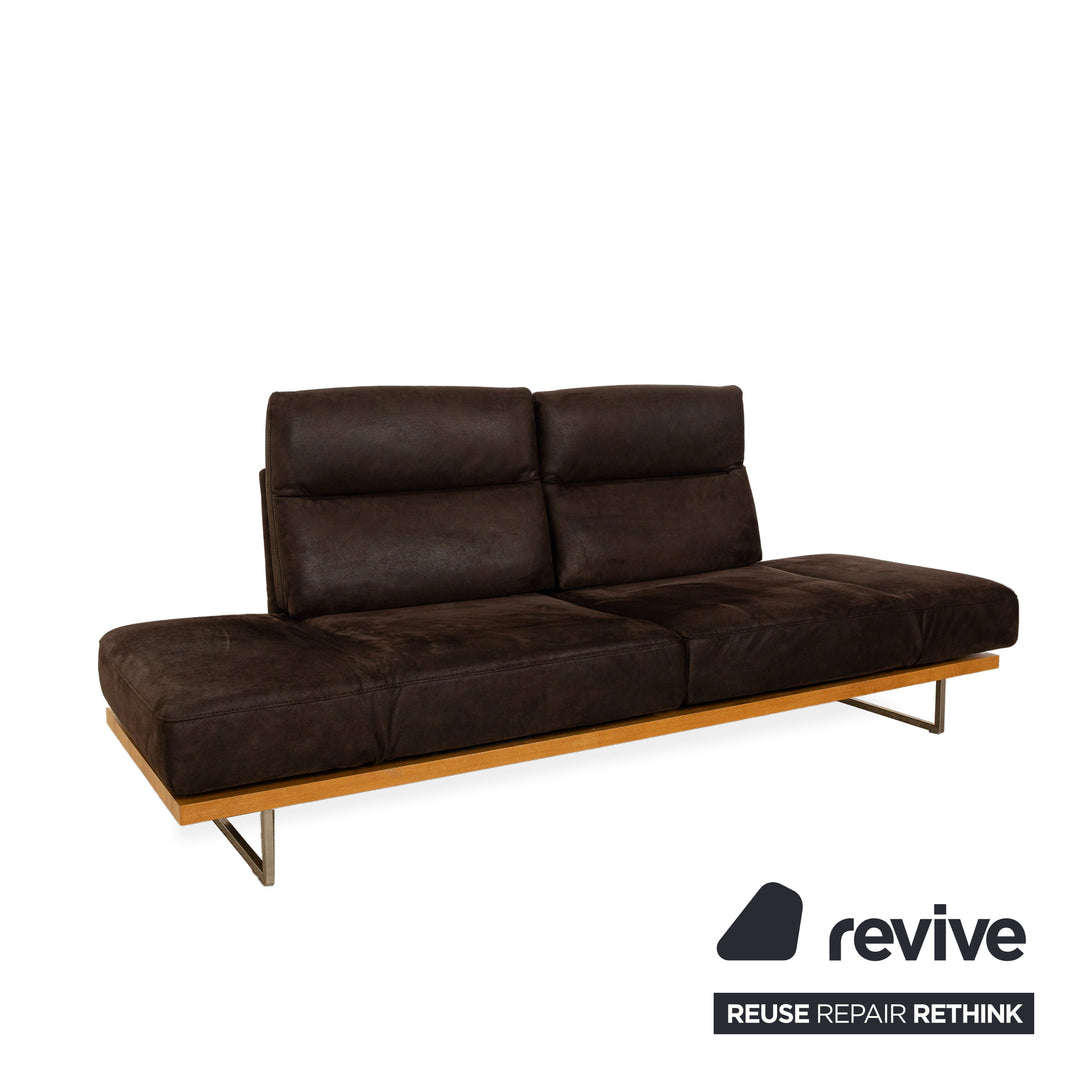 Koinor Assetto Leather Two-Seater Sofa Couch Brown Manual Function