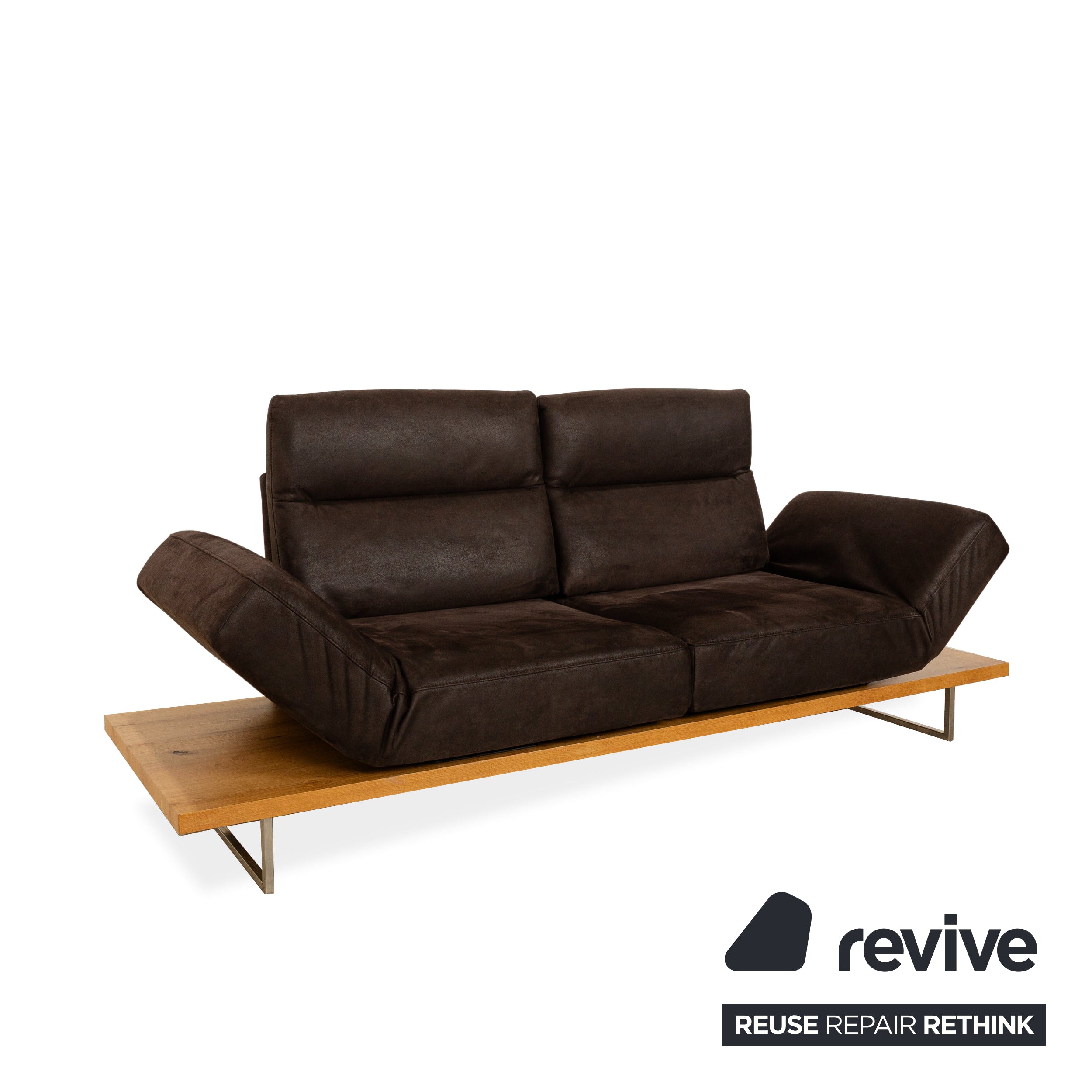 Koinor Assetto Leather Two-Seater Sofa Couch Brown Manual Function