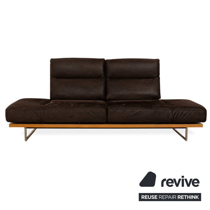Koinor Assetto Leather Two-Seater Sofa Couch Brown Manual Function