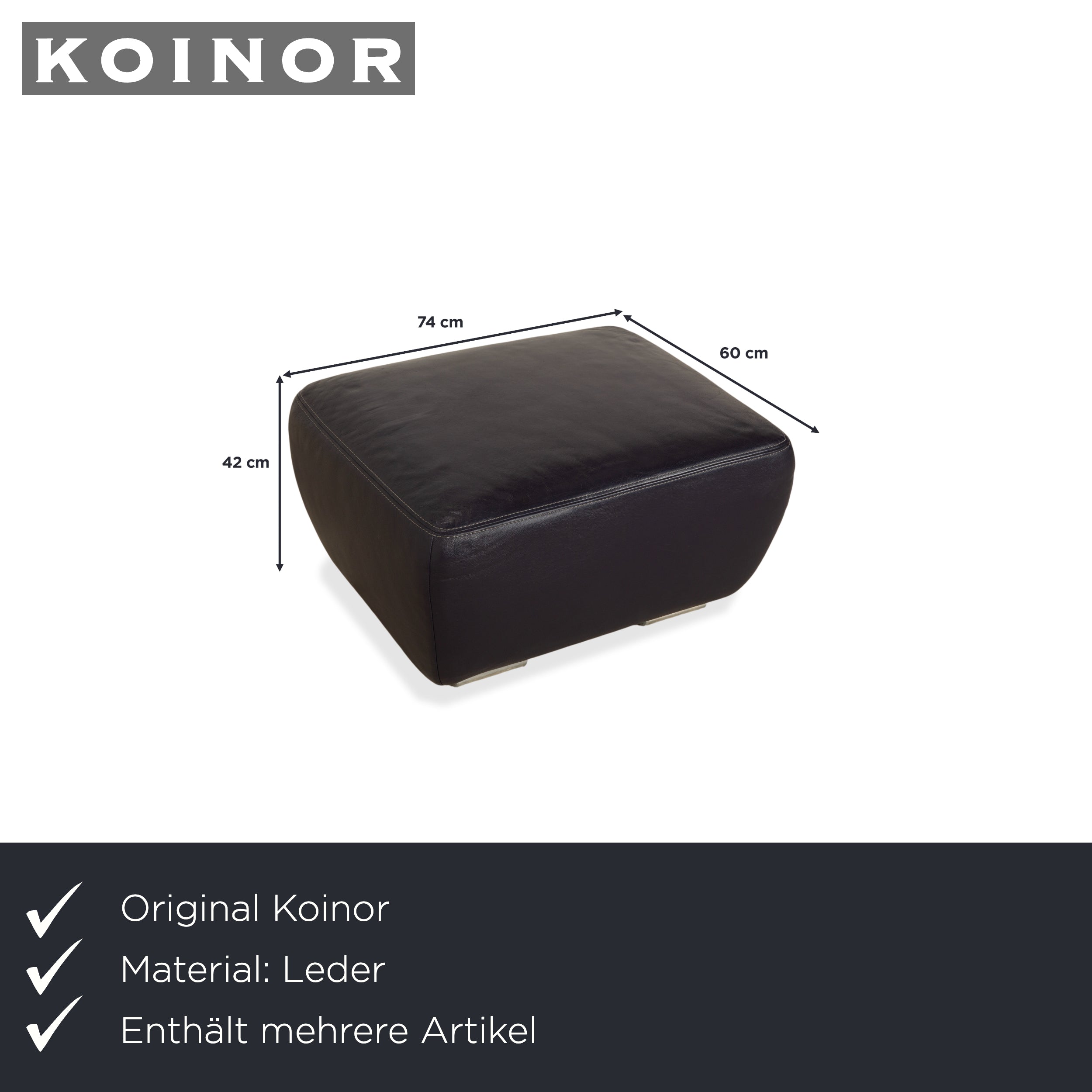 Koinor Avanti Leder Dreisitzer Hocker Lila Aubergine manuelle Funktion Sofa Couch