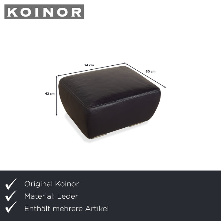 Canapé-lit trois places Koinor Avanti en cuir violet aubergine avec pouf et fonction manuelle