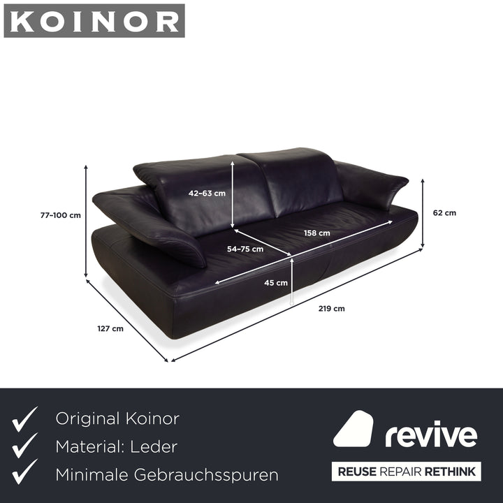 Koinor Avanti Leder Dreisitzer Lila Aubergine manuelle Funktion Sofa Couch