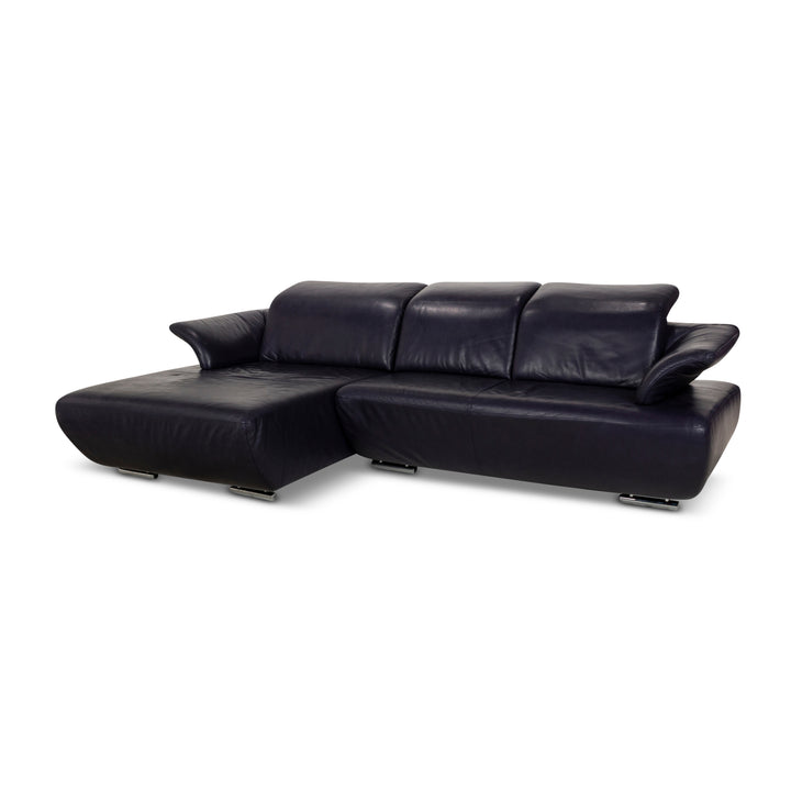 Koinor Avanti Leder Ecksofa Blau Recamiere Links Sofa Couch