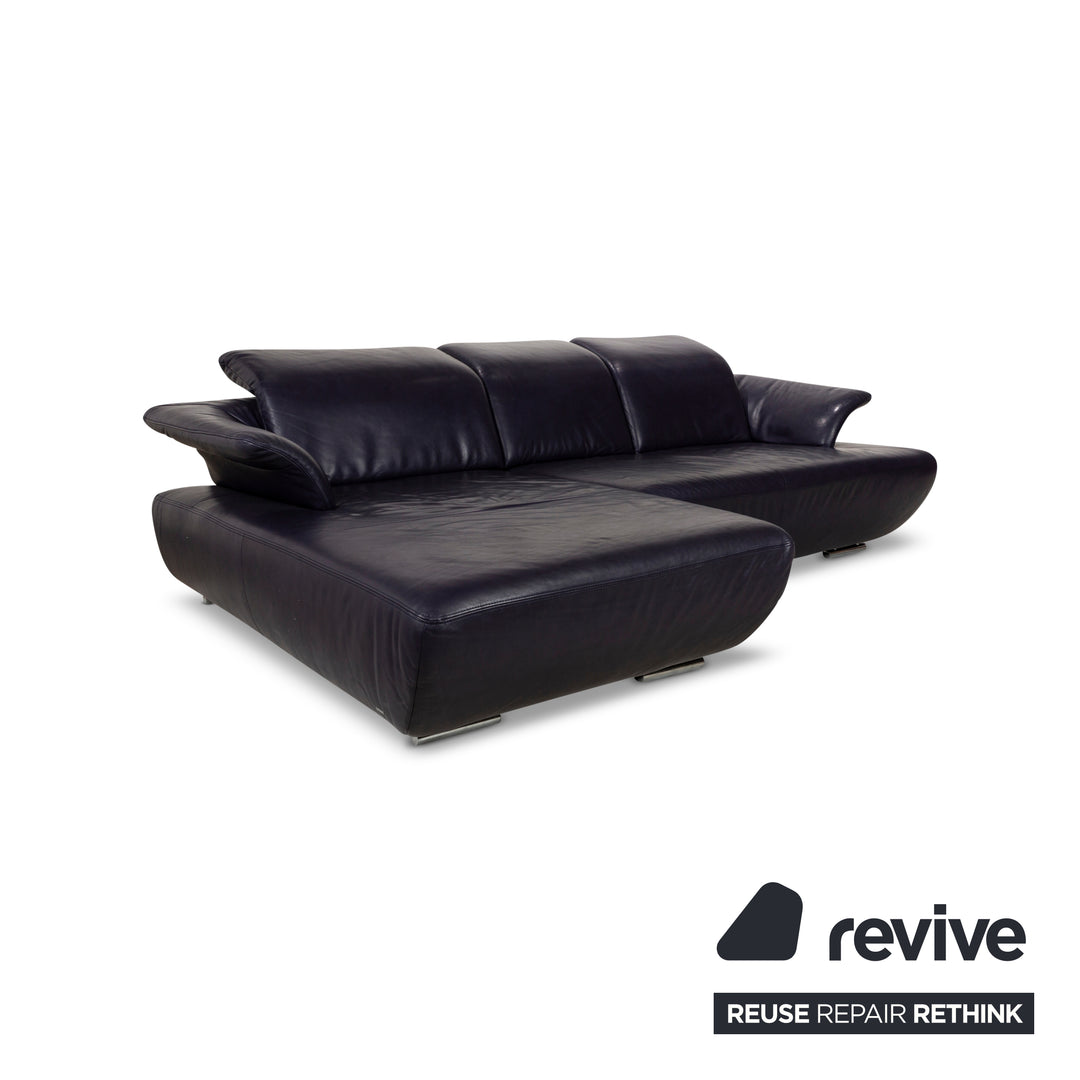 Koinor Avanti Leder Ecksofa Blau Recamiere Links Sofa Couch