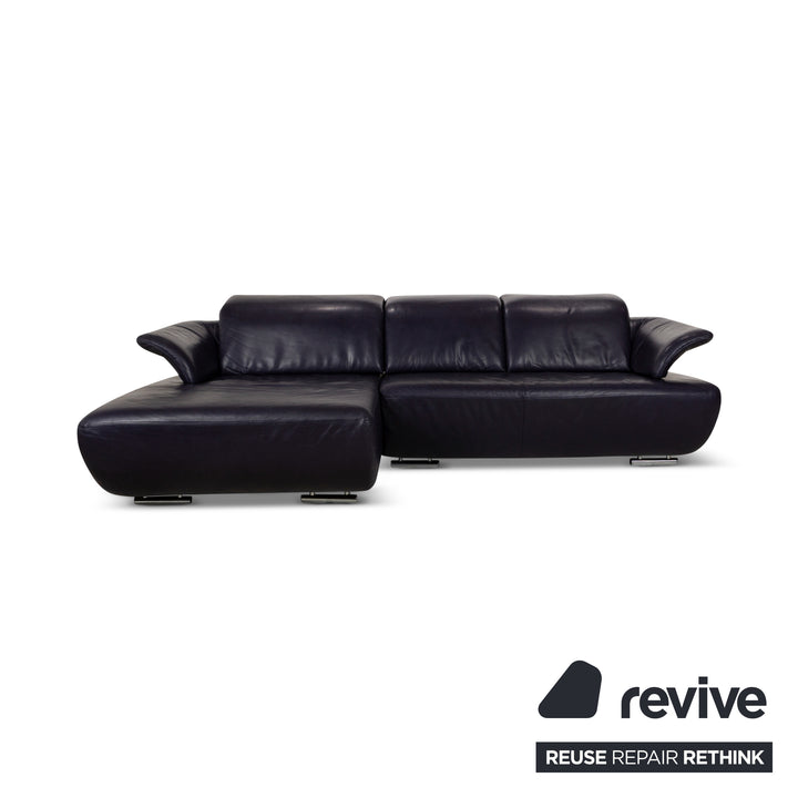 Koinor Avanti Leder Ecksofa Blau Recamiere Links Sofa Couch