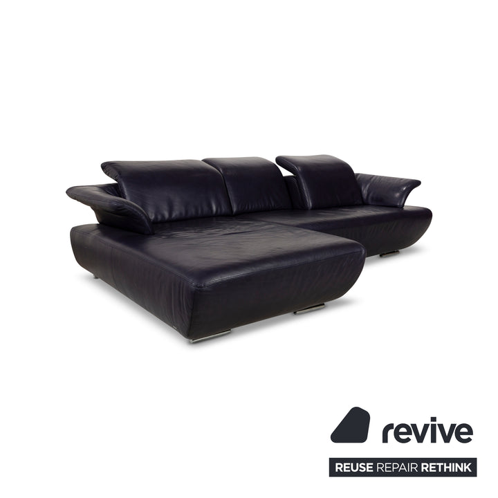 Koinor Avanti Leder Ecksofa Blau Recamiere Links Sofa Couch