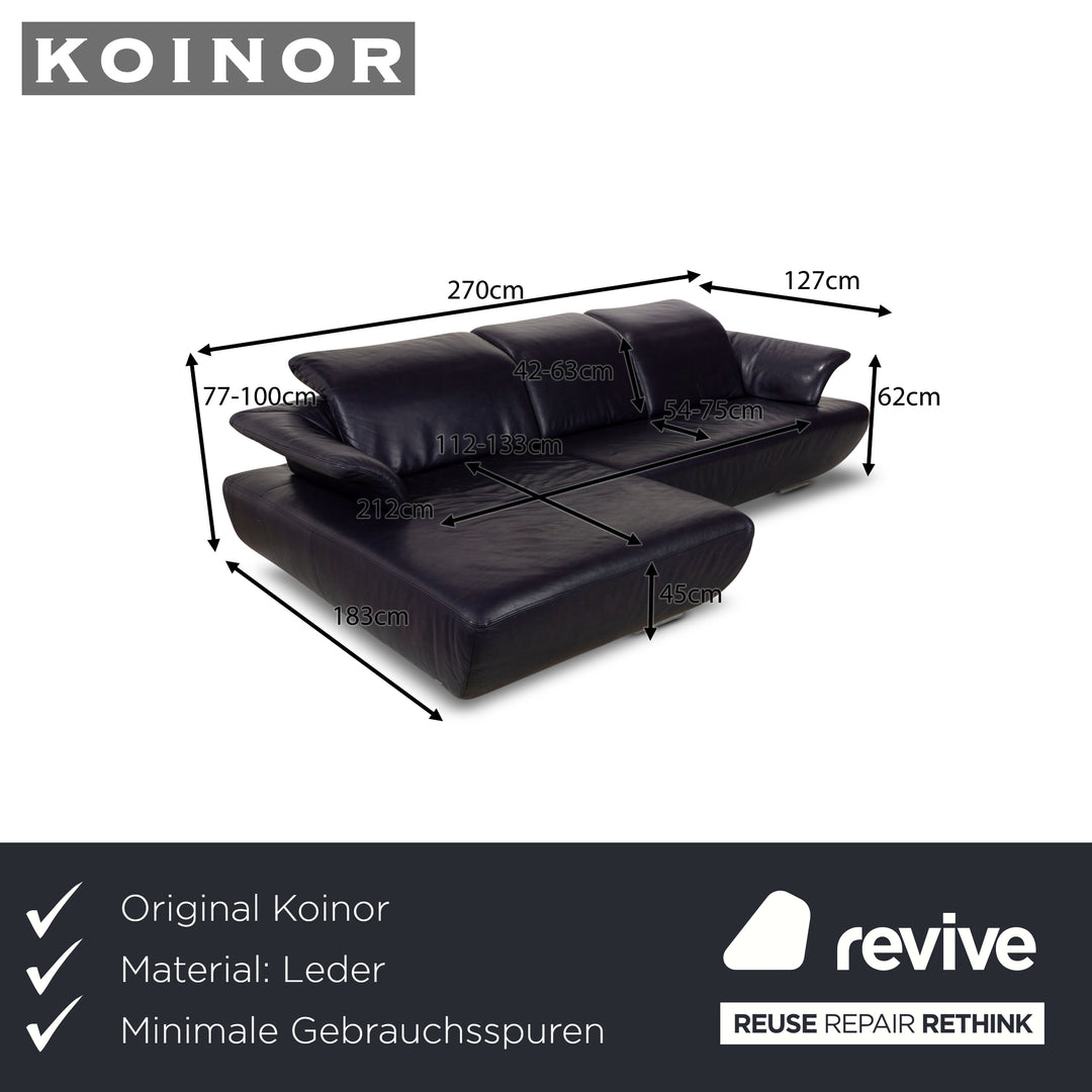 Koinor Avanti Leder Ecksofa Blau Recamiere Links Sofa Couch