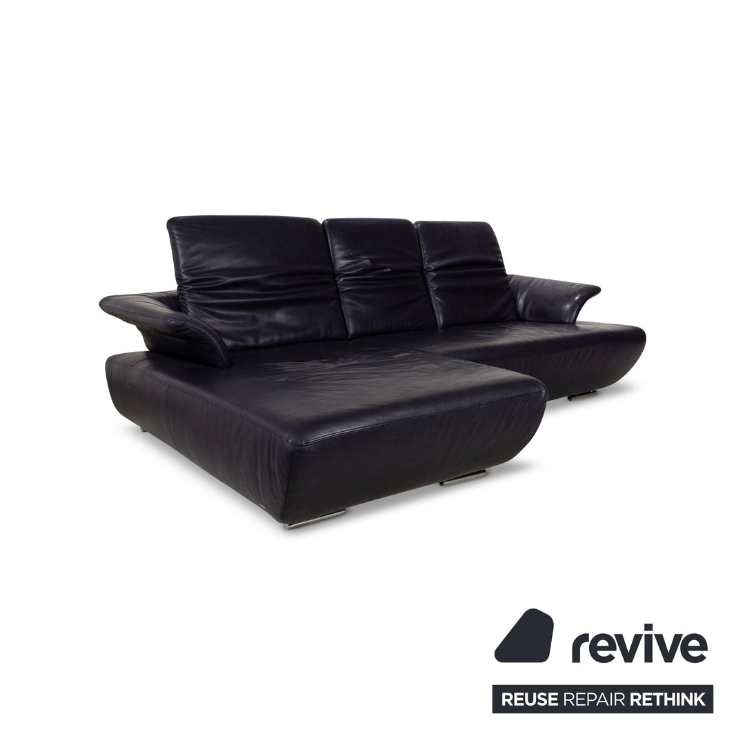 Koinor Avanti Leder Ecksofa Blau Recamiere Links Sofa Couch