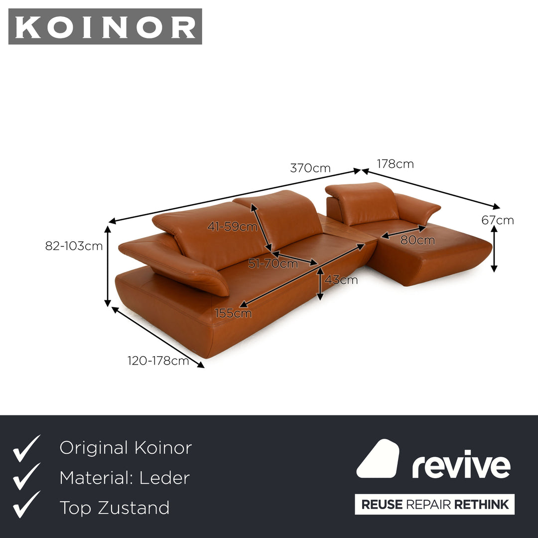 Koinor Avanti Leder Ecksofa Braun Orange Recamiere Rechts Sofa Couch manuelle Funktion