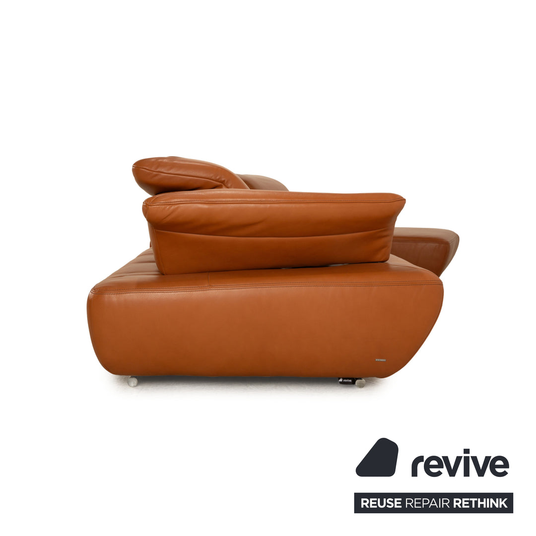 Koinor Avanti Leather Corner Sofa Brown Orange Recamiere Right Sofa Couch manual function