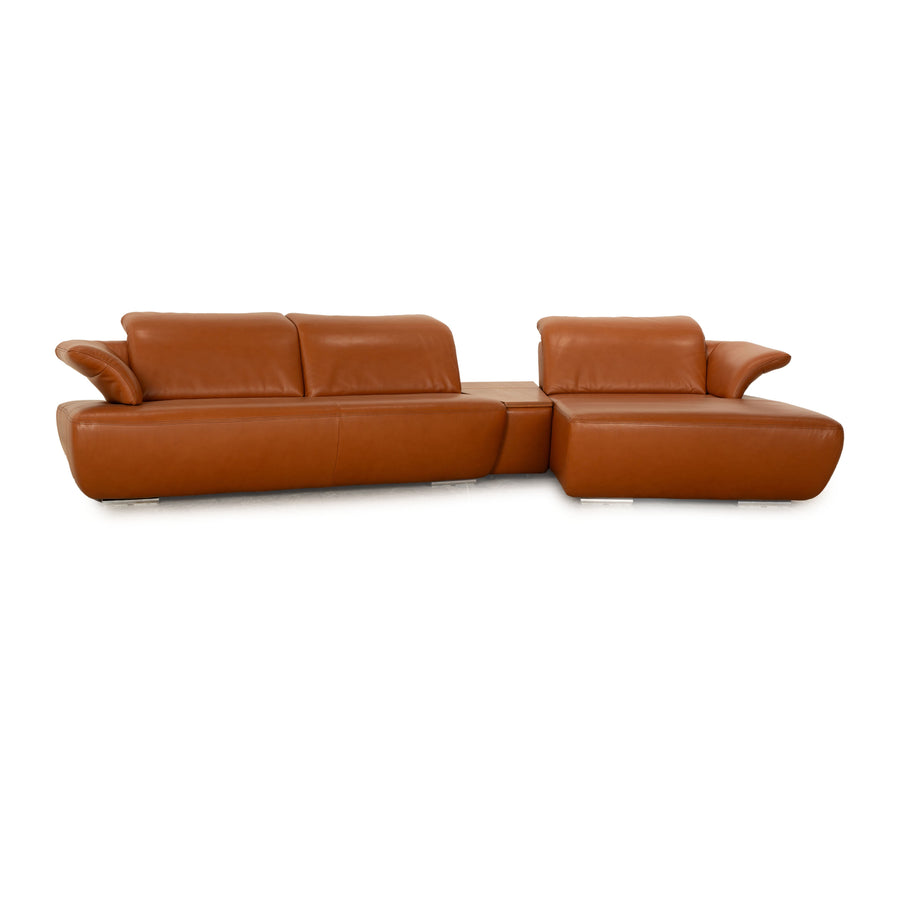 Koinor Avanti Leather Corner Sofa Brown Orange Recamiere Right Sofa Couch manual function