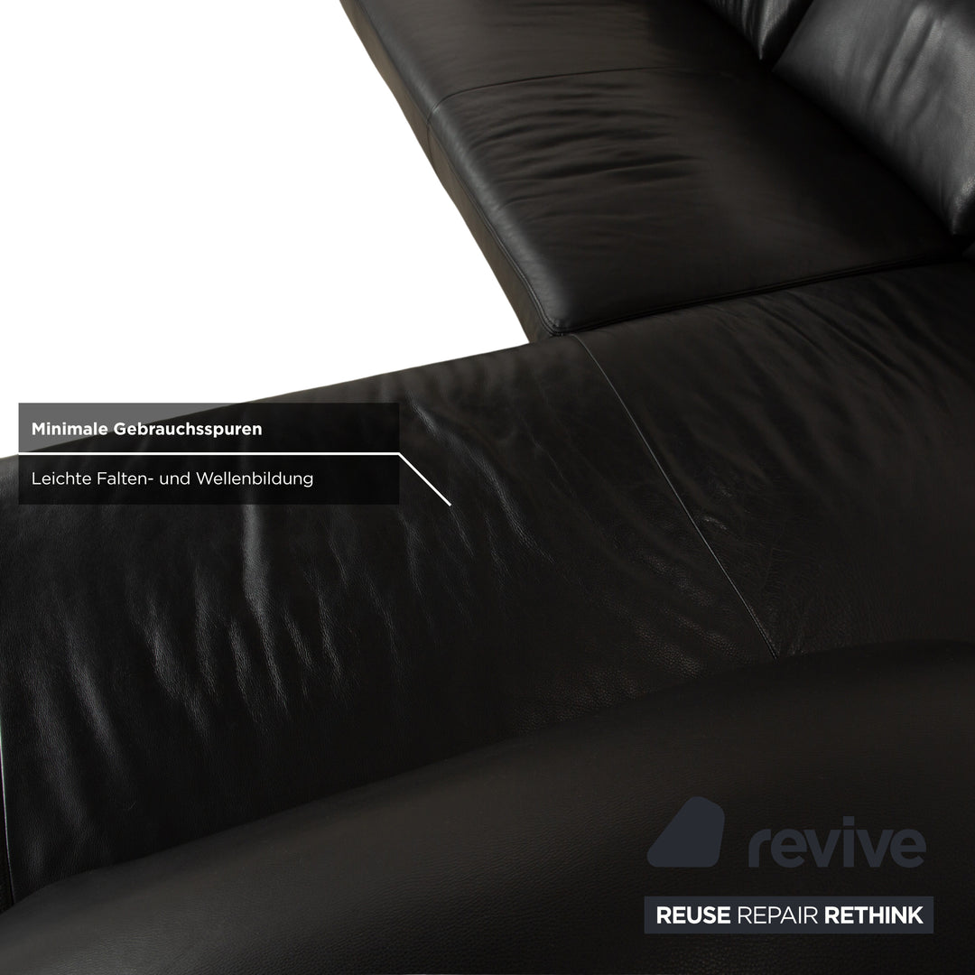 Koinor Avanti Leder Ecksofa Schwarz manuelle Funktion Sofa Couch