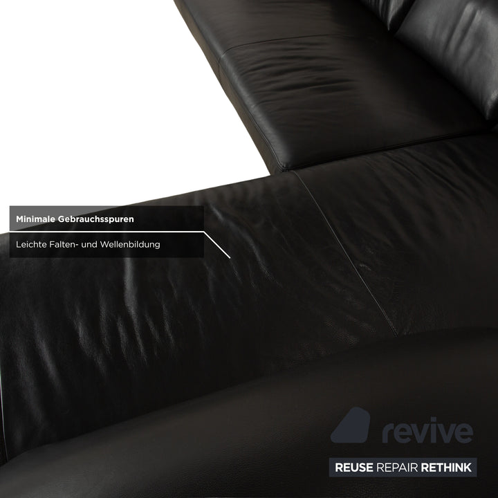 Koinor Avanti Leder Ecksofa Schwarz manuelle Funktion Sofa Couch