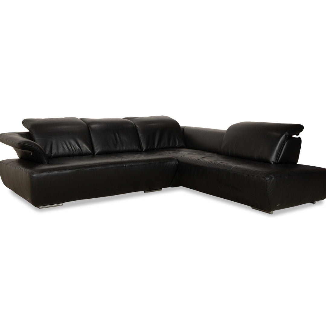Koinor Avanti Leder Ecksofa Schwarz manuelle Funktion Sofa Couch