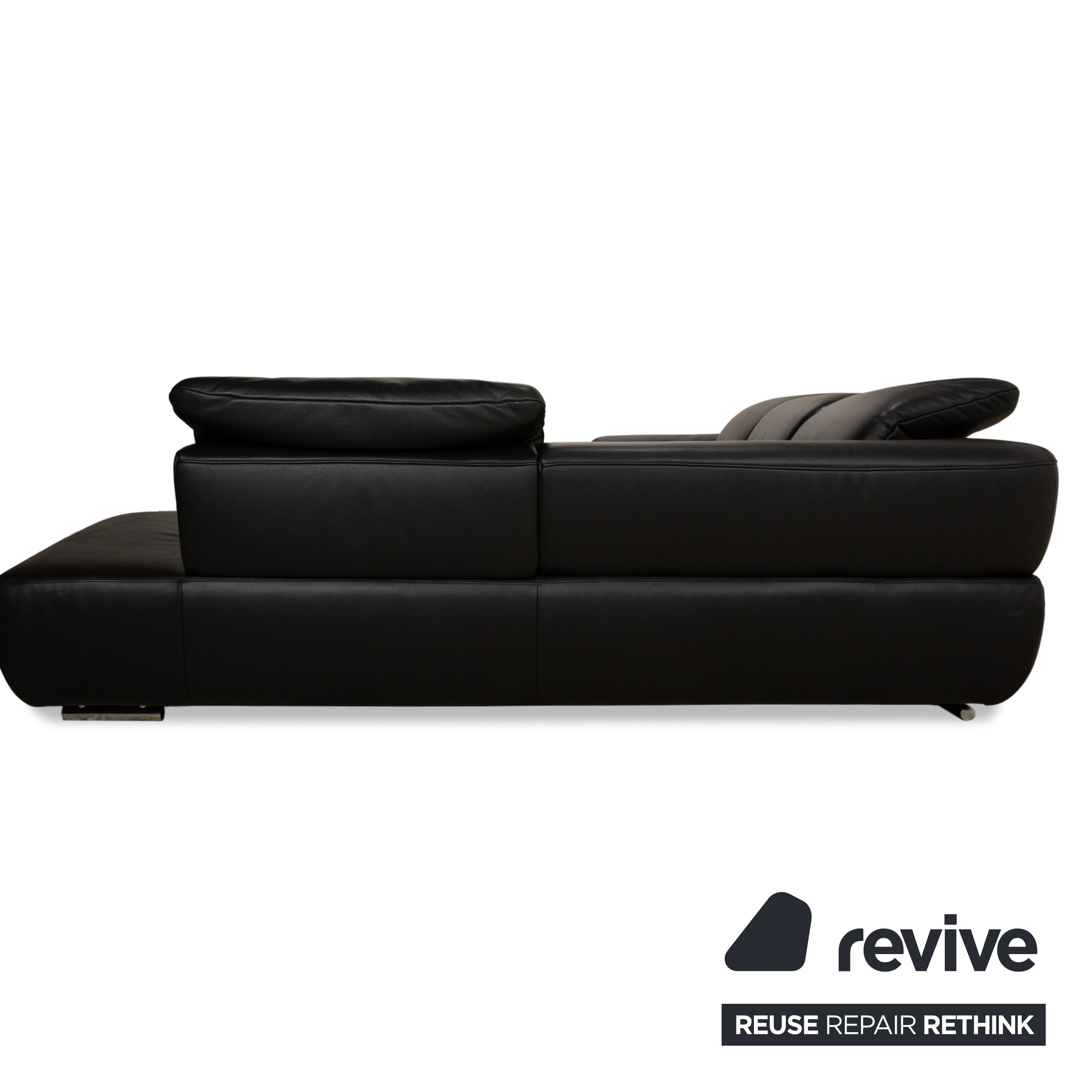 Canapé d'angle en cuir noir Koinor Avanti à fonction manuelle