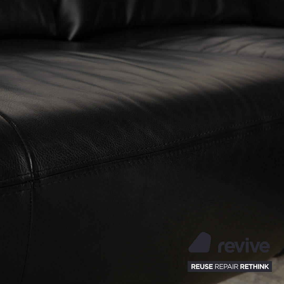 Koinor Avanti Leder Ecksofa Schwarz manuelle Funktion Sofa Couch