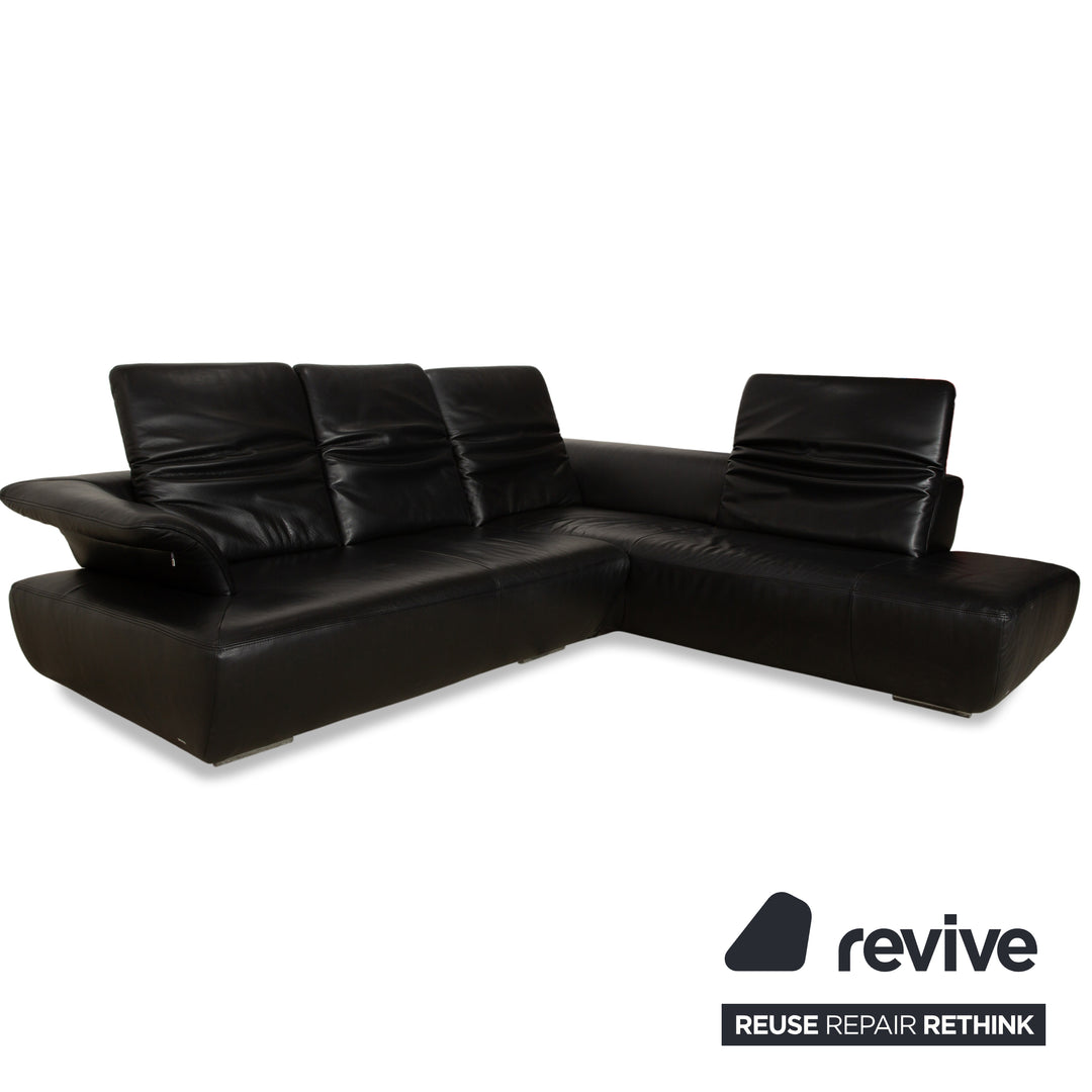 Koinor Avanti Leder Ecksofa Schwarz manuelle Funktion Sofa Couch