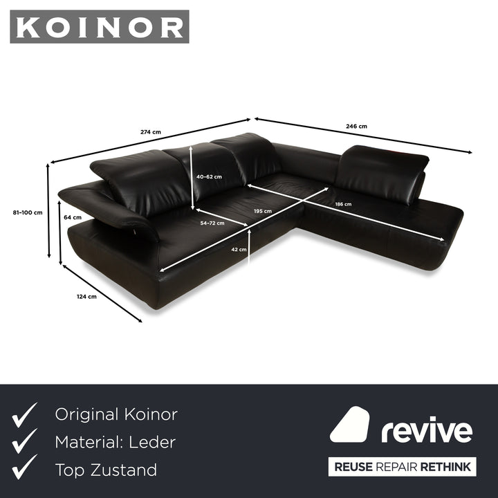 Koinor Avanti Leder Ecksofa Schwarz manuelle Funktion Sofa Couch