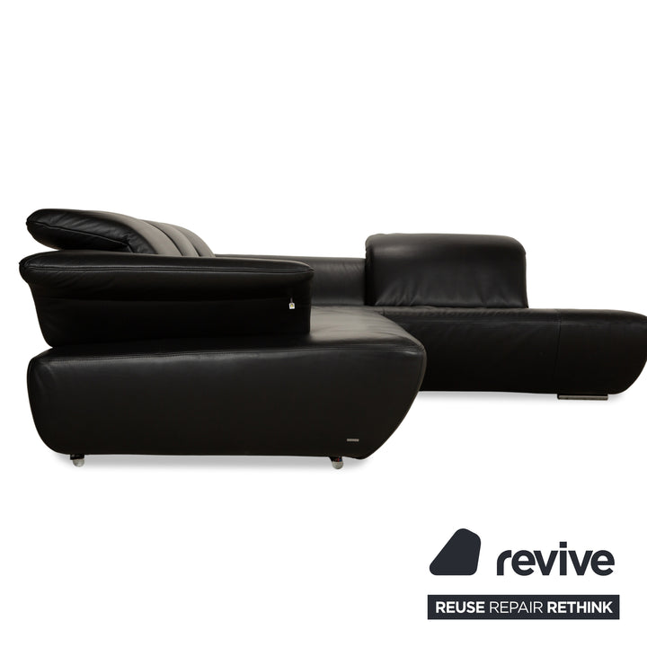 Koinor Avanti Leder Ecksofa Schwarz manuelle Funktion Sofa Couch