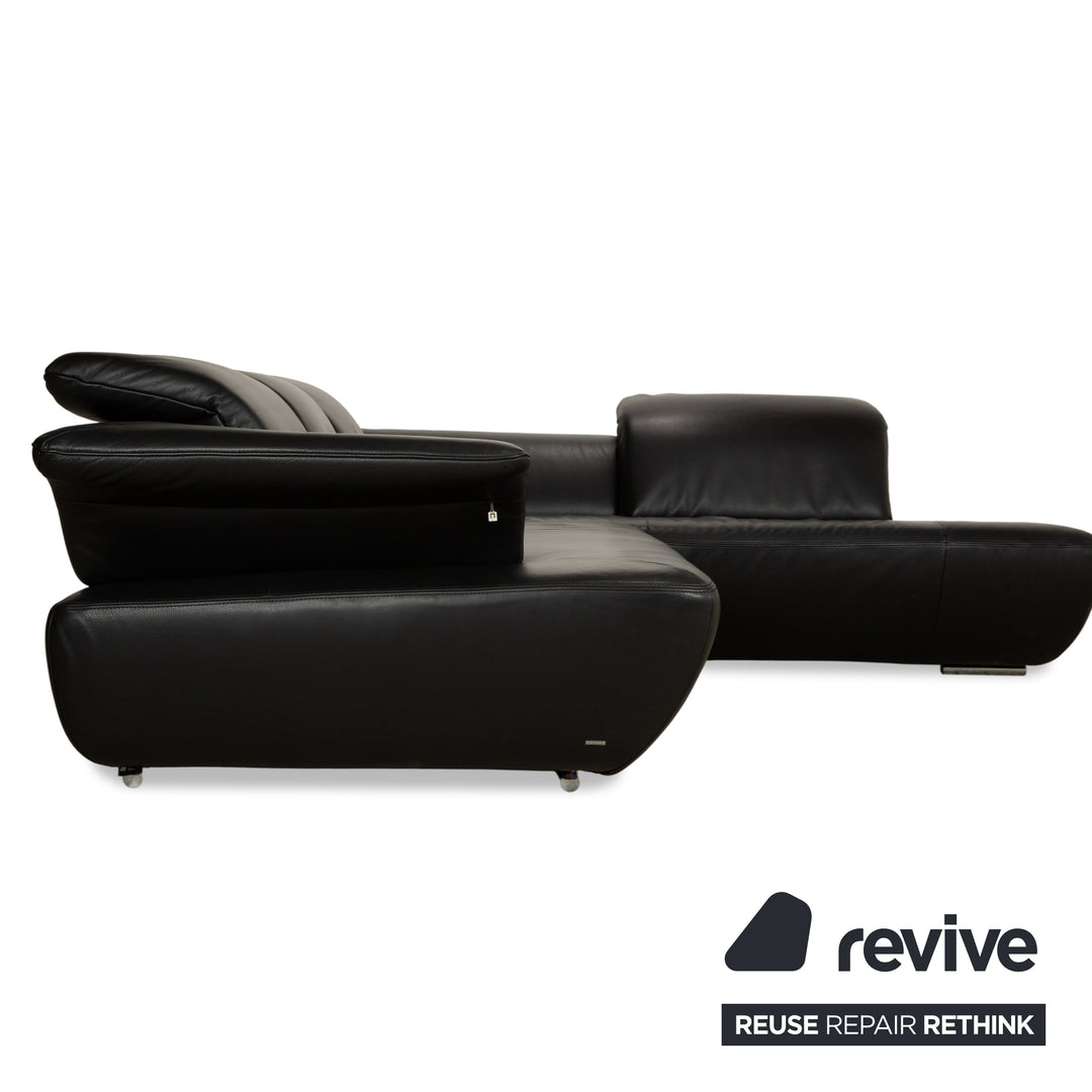 Koinor Avanti Leder Ecksofa Schwarz manuelle Funktion Sofa Couch