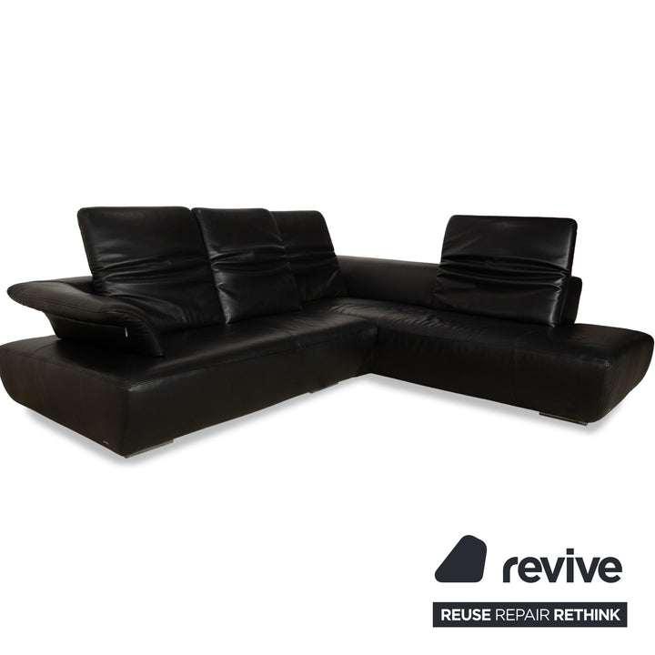 Koinor Avanti Leder Ecksofa Schwarz manuelle Funktion Sofa Couch