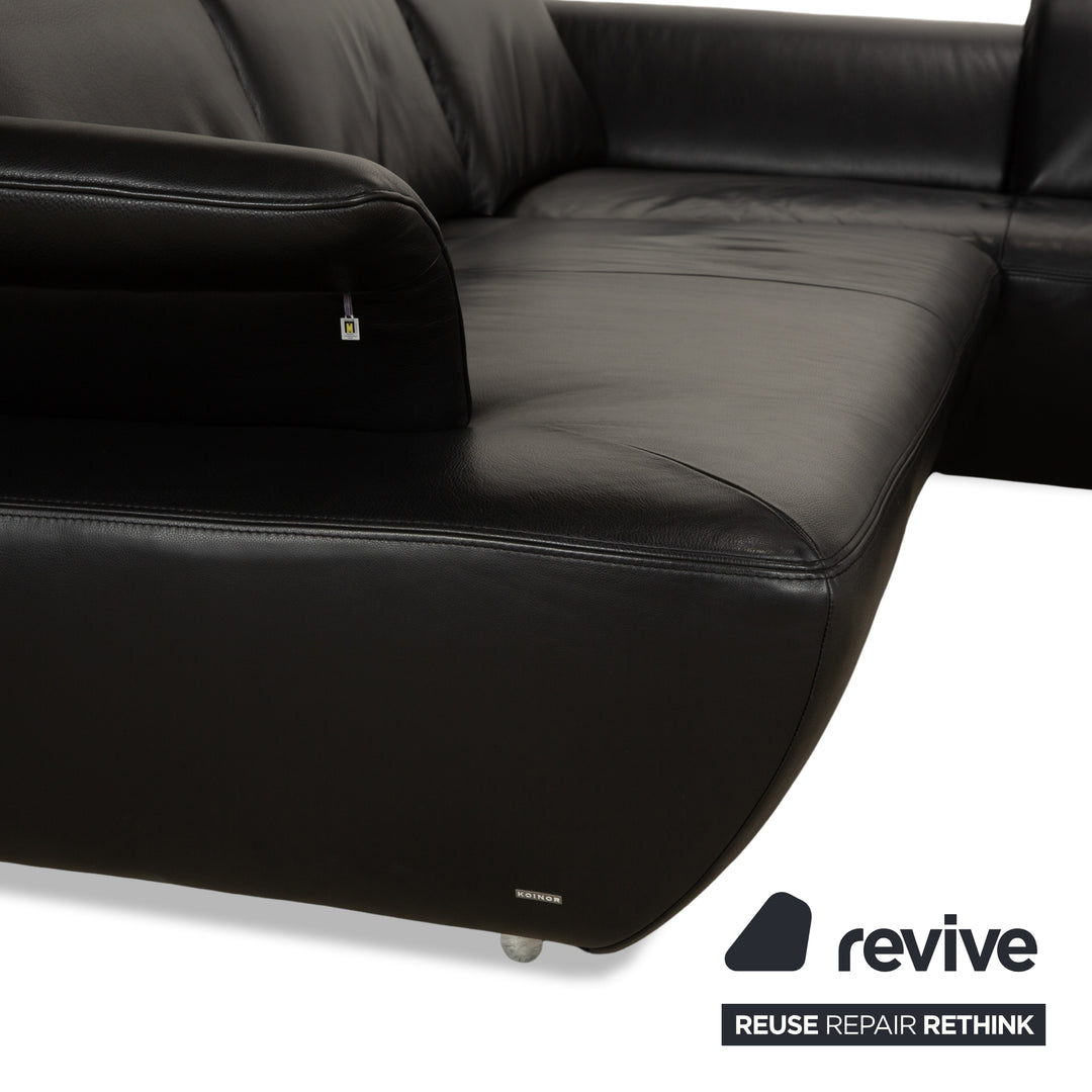 Koinor Avanti Leder Ecksofa Schwarz manuelle Funktion Sofa Couch