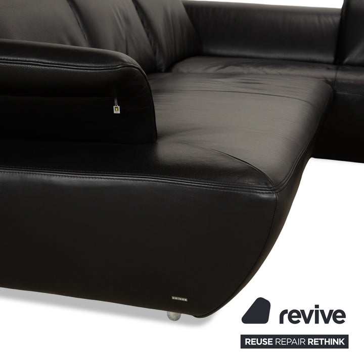 Koinor Avanti Leder Ecksofa Schwarz manuelle Funktion Sofa Couch