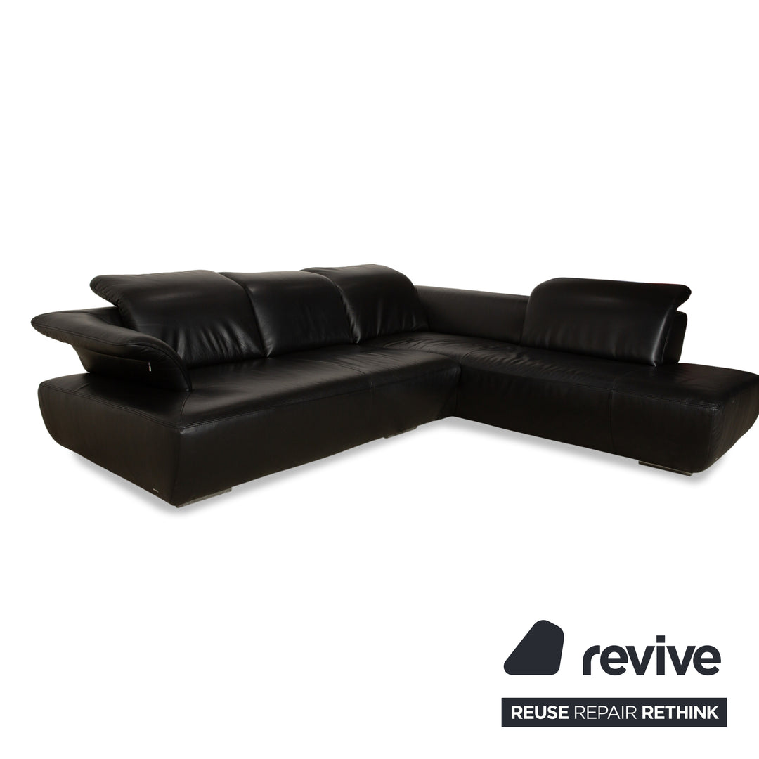 Koinor Avanti Leder Ecksofa Schwarz manuelle Funktion Sofa Couch