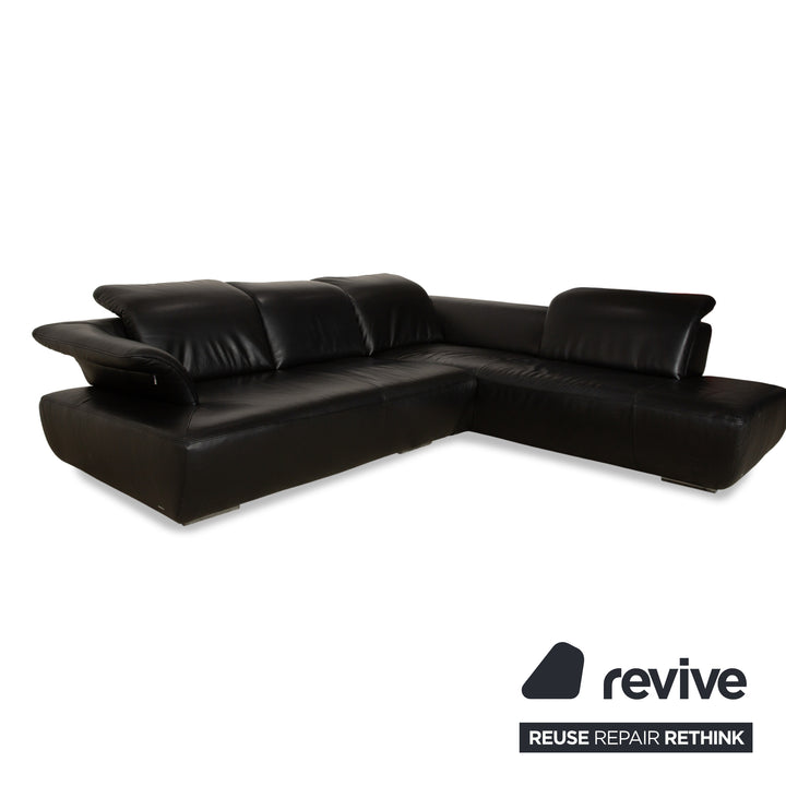 Koinor Avanti Leder Ecksofa Schwarz manuelle Funktion Sofa Couch