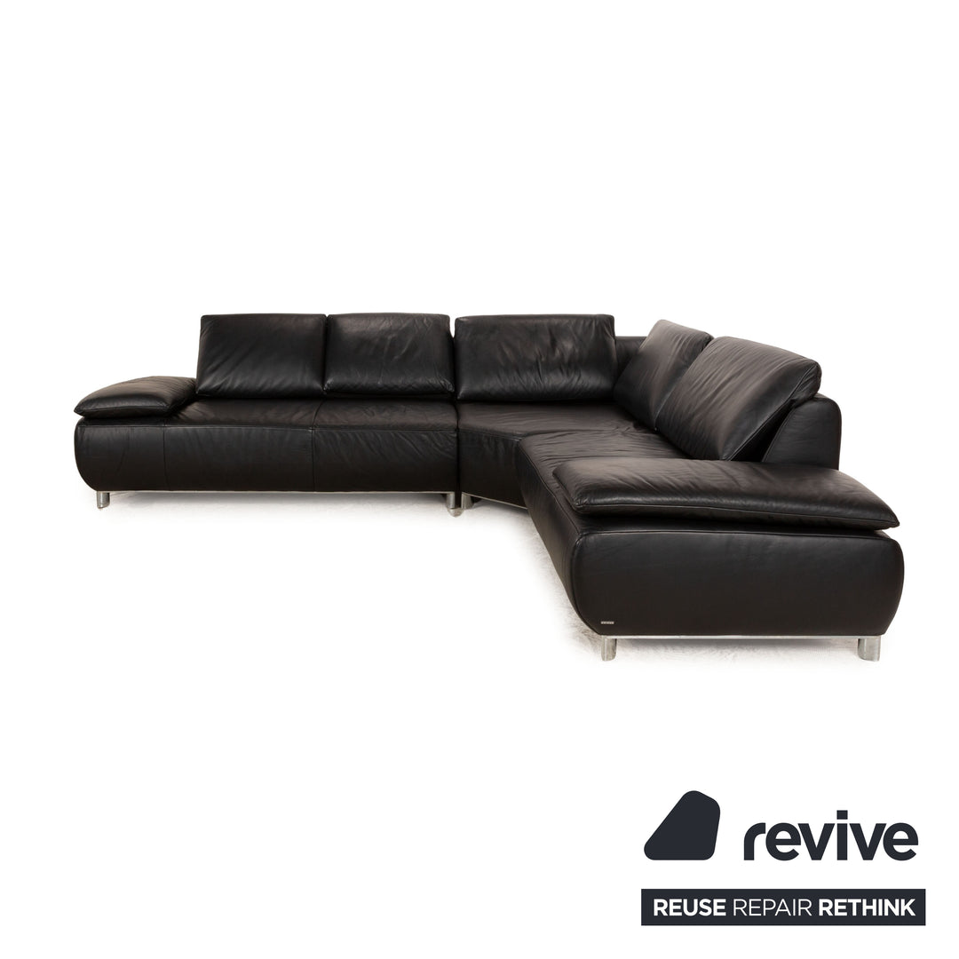 Koinor Bavero Leder Ecksofa Schwarz manuelle Funktion Sofa Couch