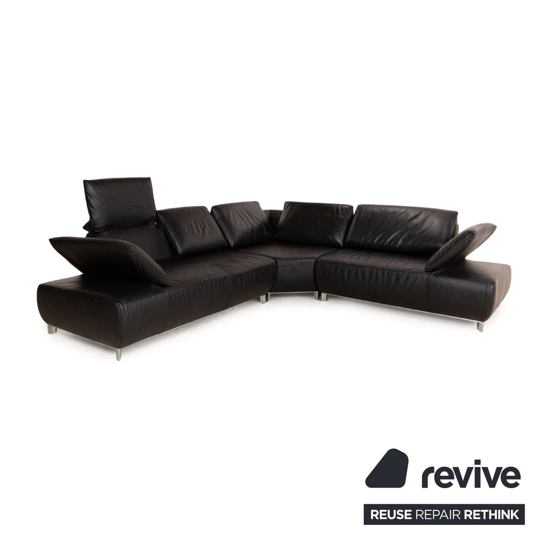 Koinor Bavero Leder Ecksofa Schwarz manuelle Funktion Sofa Couch