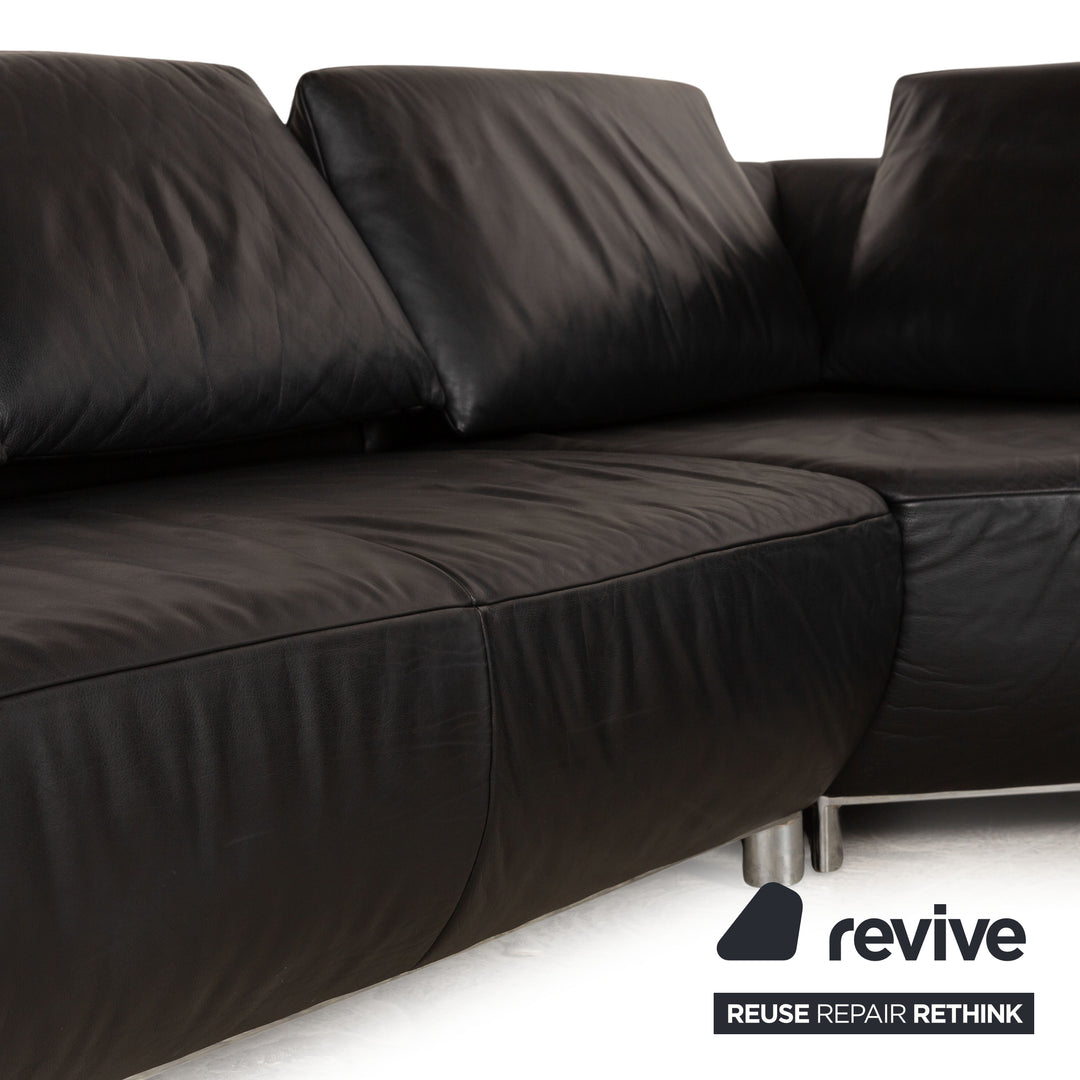 Koinor Bavero Leder Ecksofa Schwarz manuelle Funktion Sofa Couch