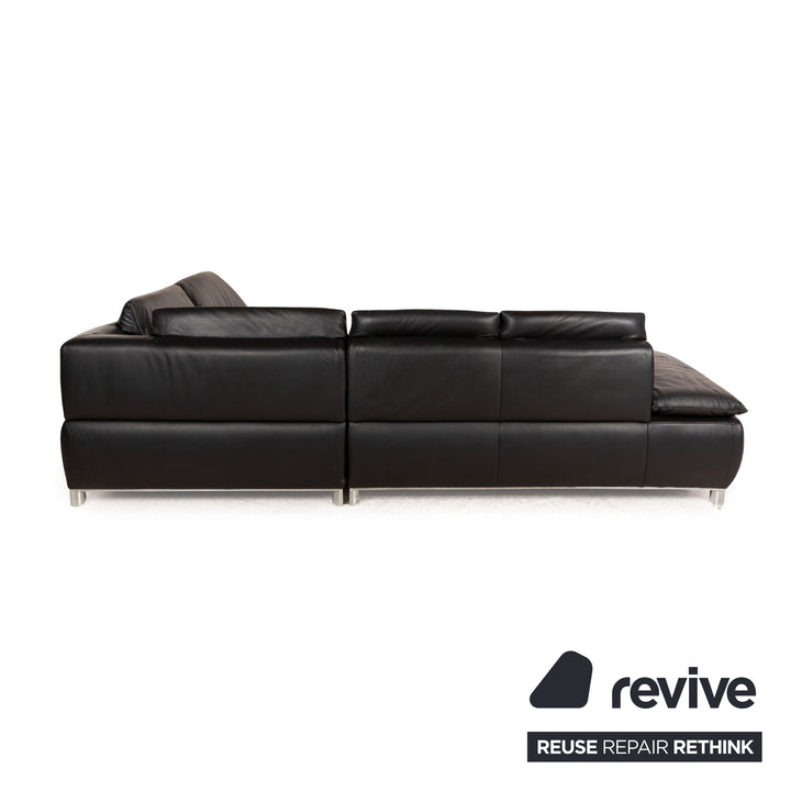 Koinor Bavero Leather Corner Sofa Black Manual Function Sofa Couch