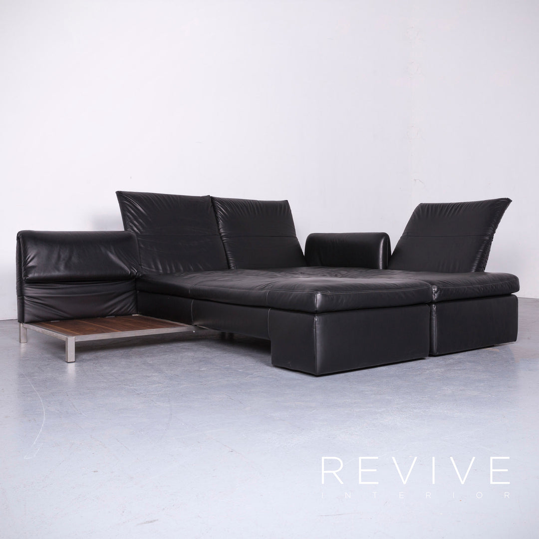 Koinor Designer Leder Sofa Schwarz Echtleder Ecksofa Couch #6813