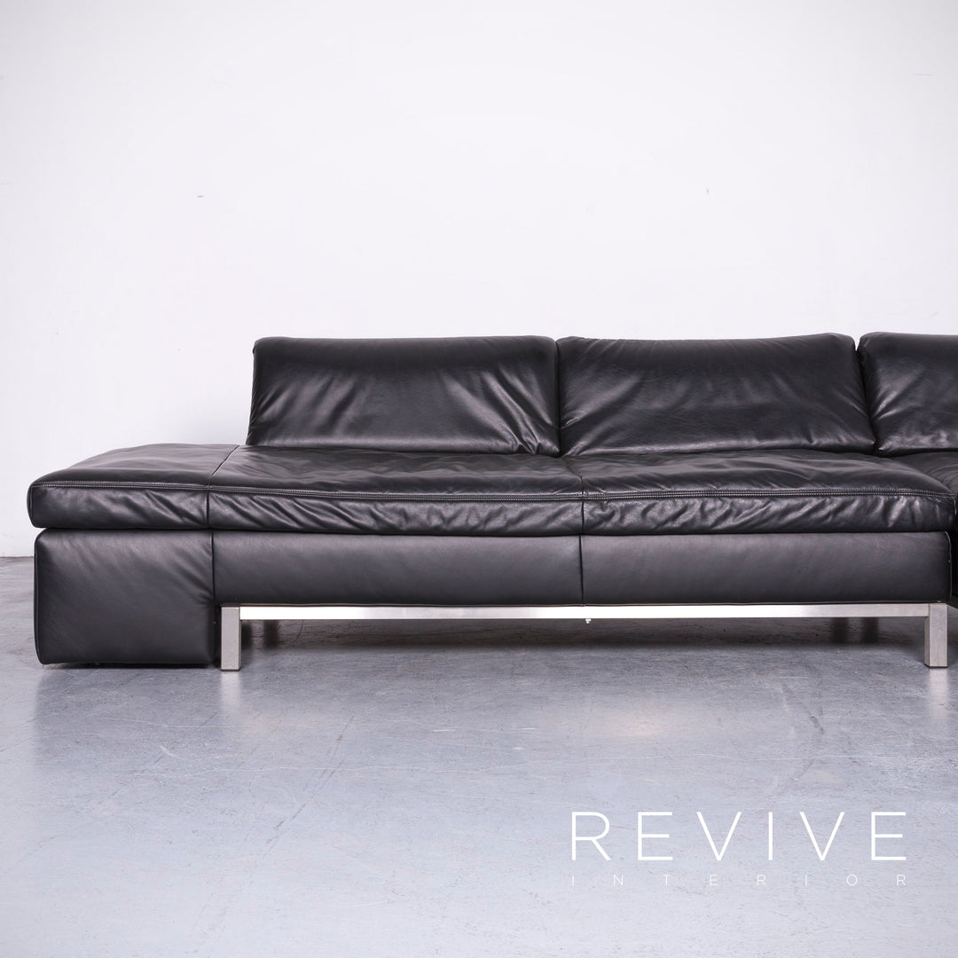 Koinor Designer Leder Sofa Schwarz Echtleder Ecksofa Couch #6813
