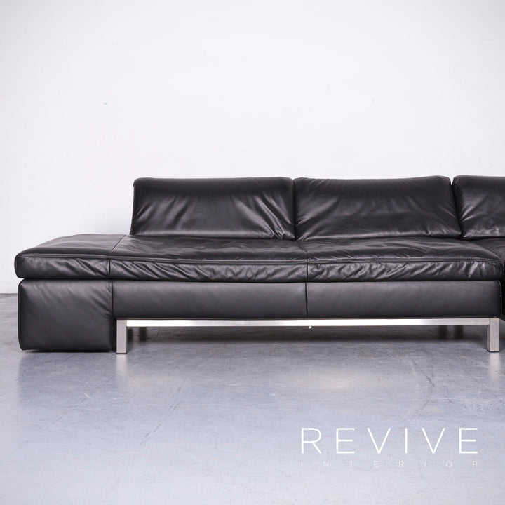 Koinor Designer Leder Sofa Schwarz Echtleder Ecksofa Couch #6813