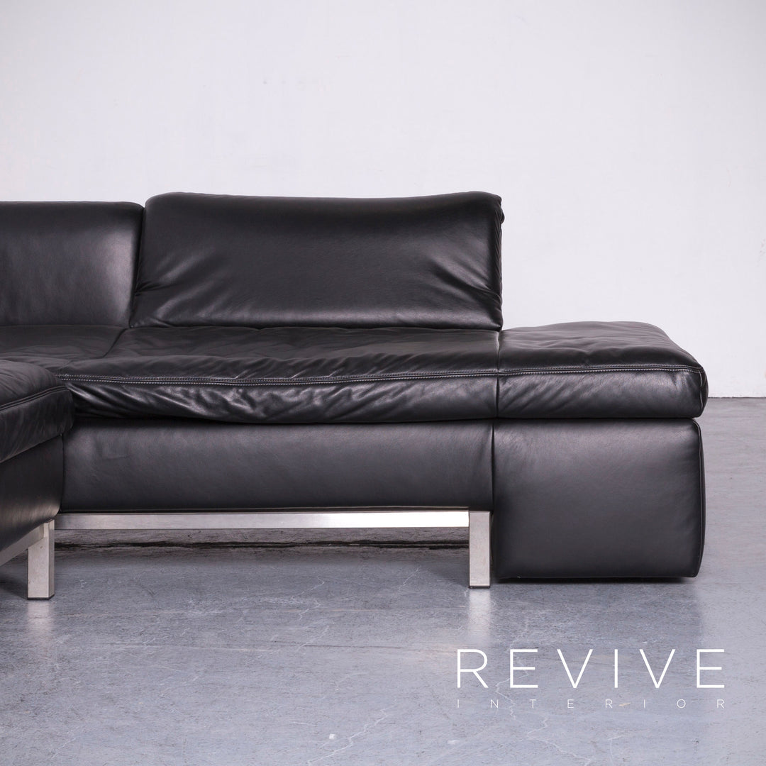 Koinor Designer Leder Sofa Schwarz Echtleder Ecksofa Couch #6813