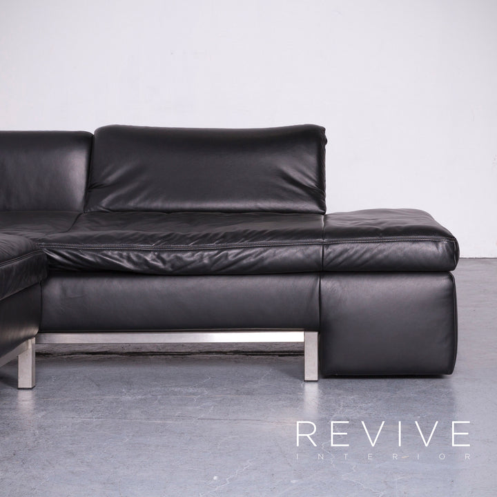 Koinor Designer Leder Sofa Schwarz Echtleder Ecksofa Couch #6813