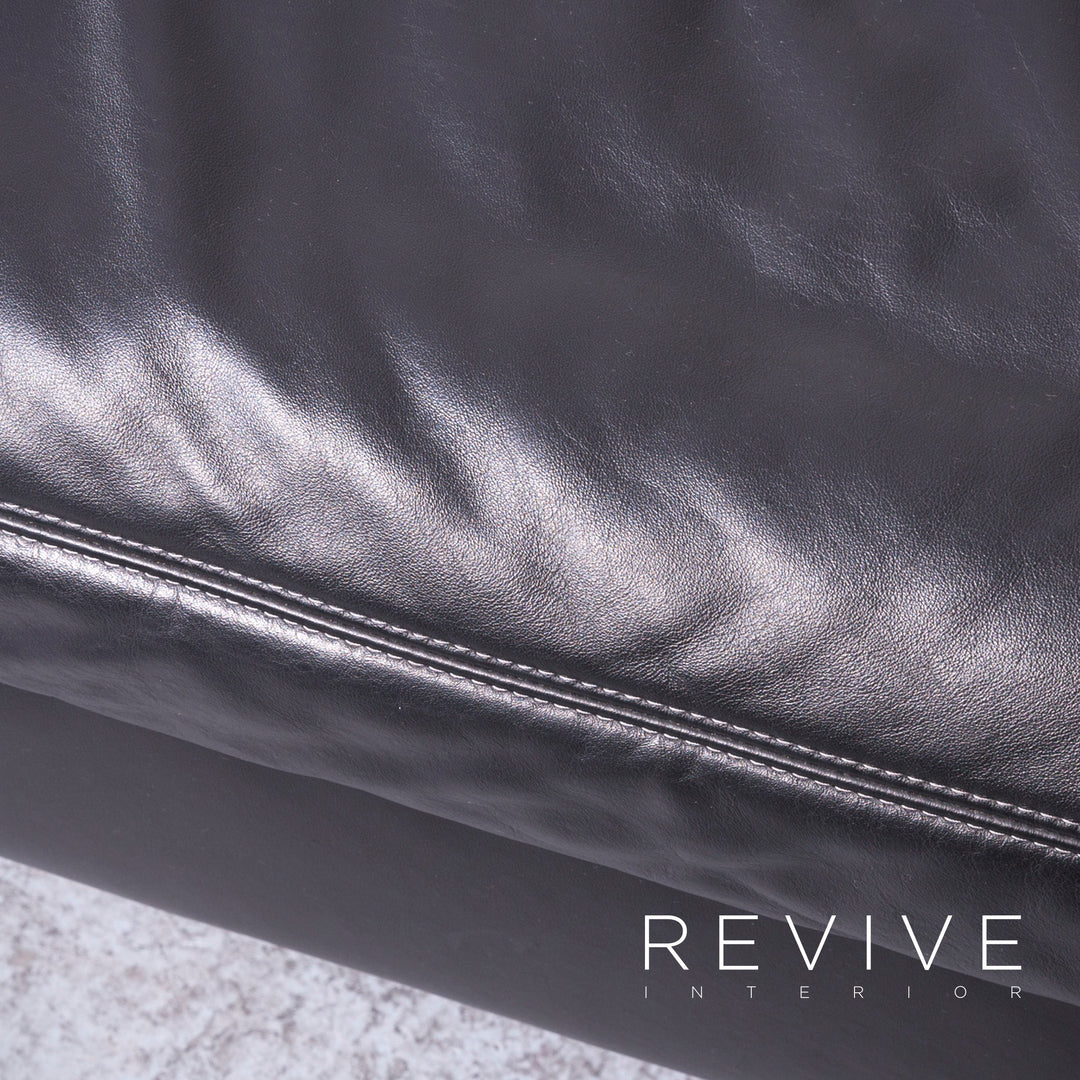 Koinor Designer Leder Sofa Schwarz Echtleder Ecksofa Couch #6813